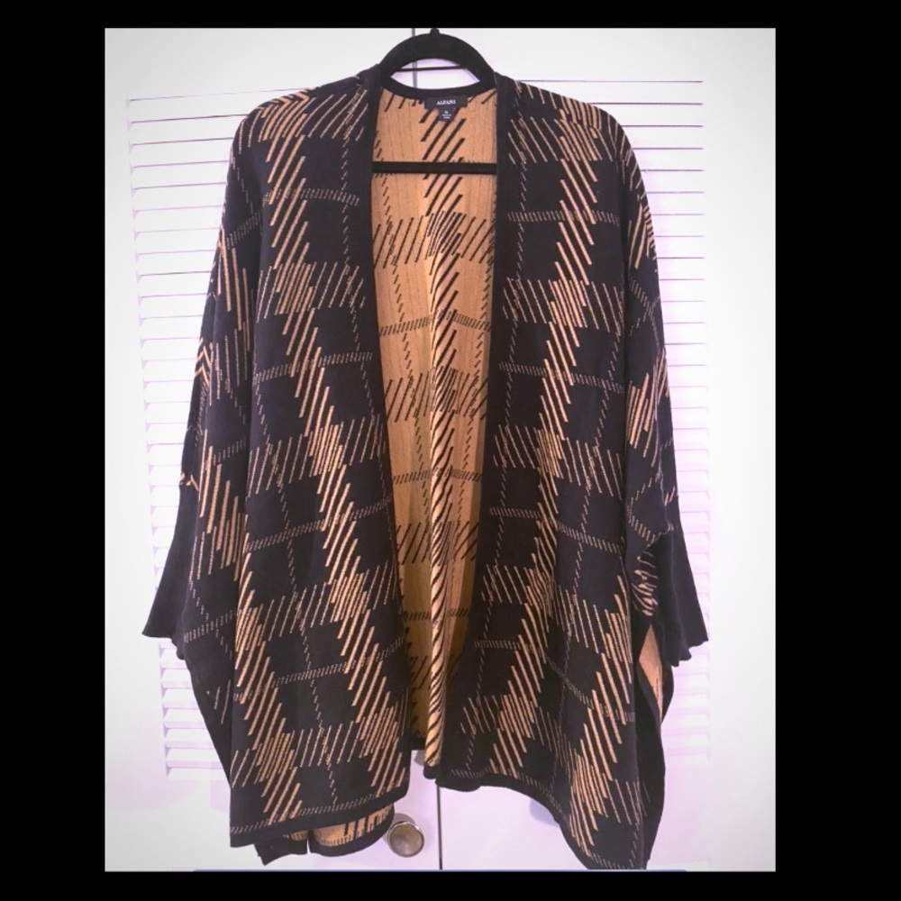 Alfani Striped Open-Front Poncho Cardigan